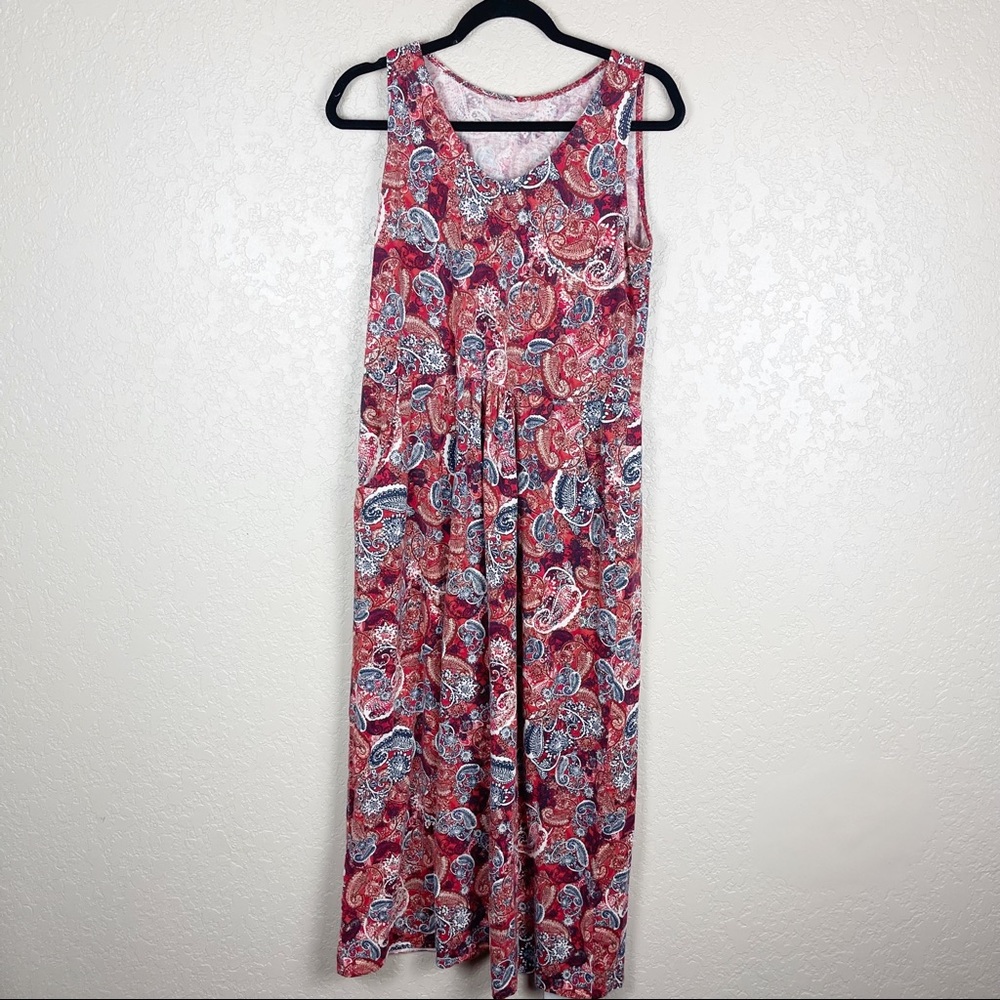 Garnet Hill paisley print pocket front maxi dress